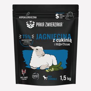 Karma sucha dla psa PAKA ZWIERZAKA jagnięcina z cukinią S 1,5 kg